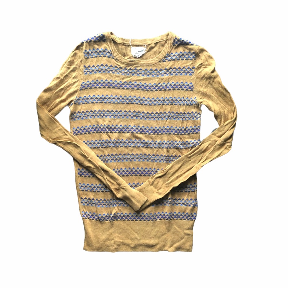 Anthropologie Yellow Patterned Sweater